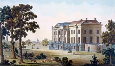 1827年に出版された「オランダ王国の最も注目すべき記念碑、建物、家々の選択」からのアメロンヘン近くのブロックホイセン城 作： ピエール・ジャック・ゲブエル